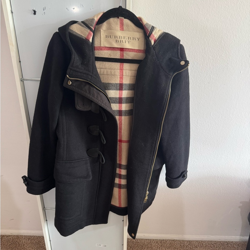 Burberry Brit Black women’s coat  with Plaid Lining